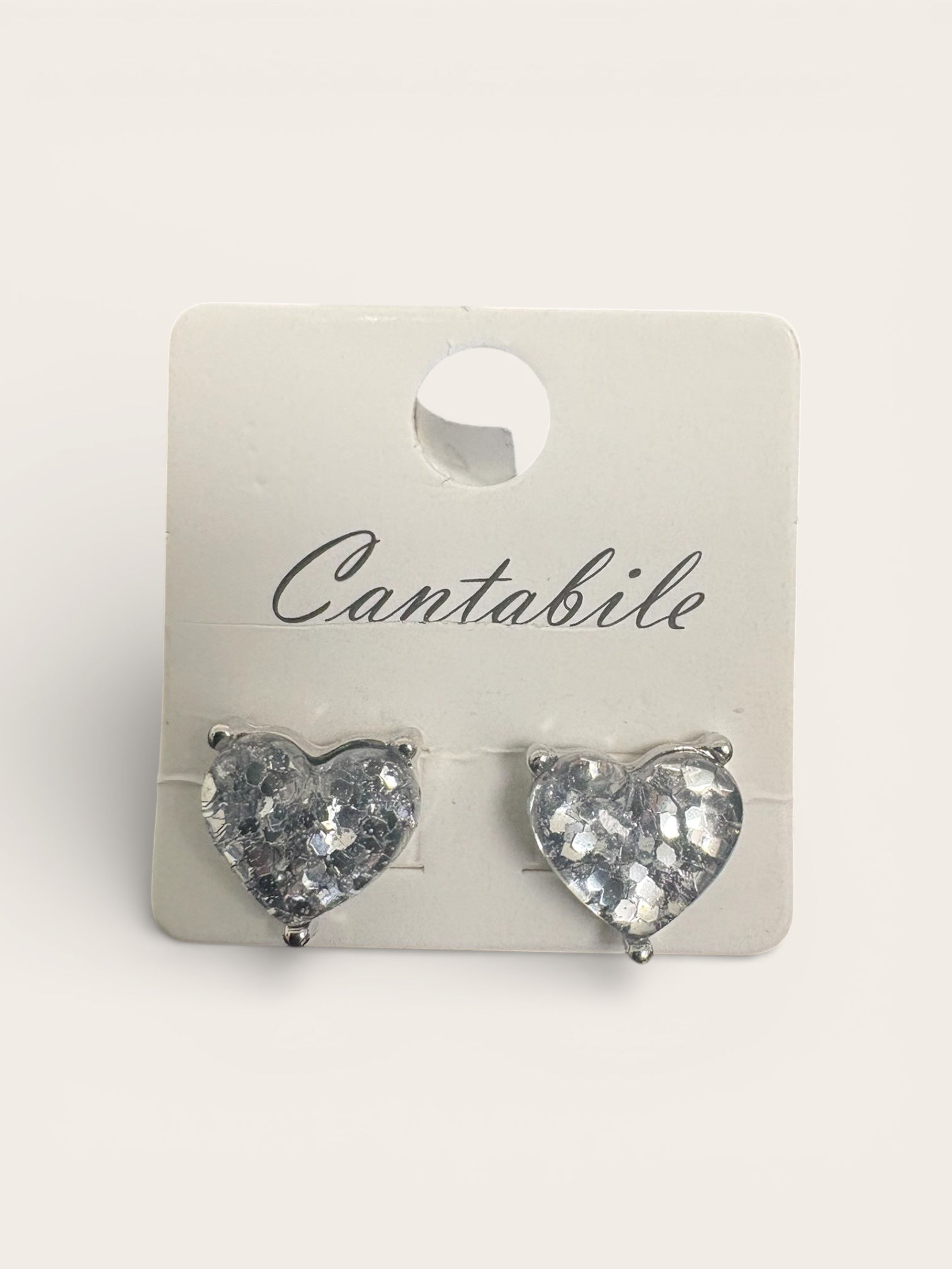 Clear Stone Heart Stud Earrings