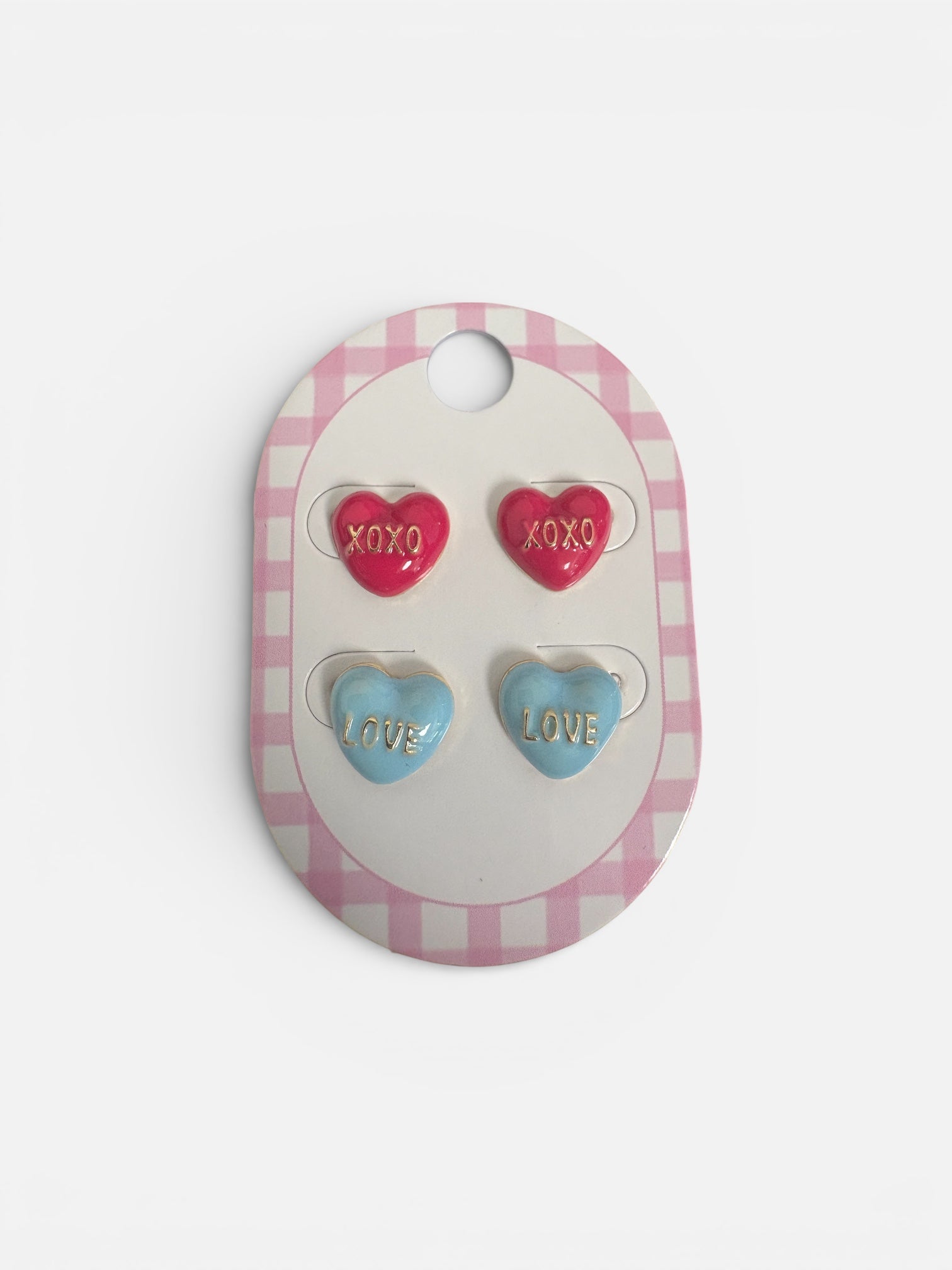 Two Pack Colorful Conversation Heart Stud Earrings