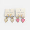 Gold Hoop Earrings with Hanging Enamel Heart Charm