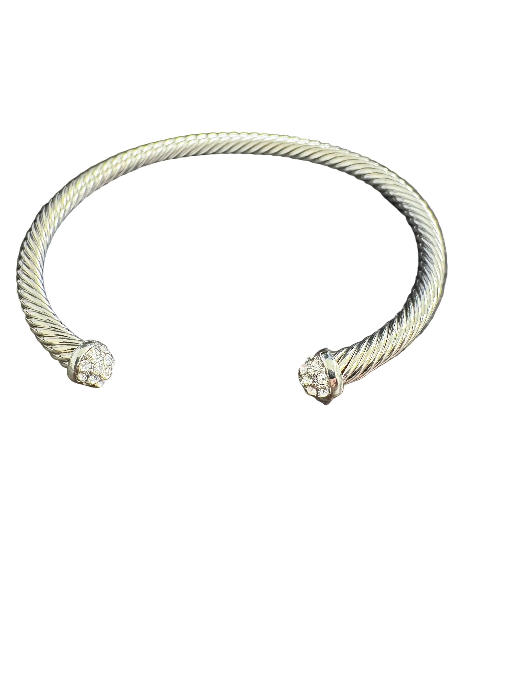 Twisted Cable Cuff Bracelet with Pave Ends