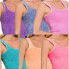 Stone Washed Ribbed Square Neck Tank Top with Bra Pads - GROUP B