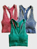 Stone Washed Ribbed Racerback Tank Top with Bra Pads - GROUP B