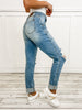 Judy Blue ROMEO Hi-Rise Patch Pocket Distressed Boyfriend Denim Jeans