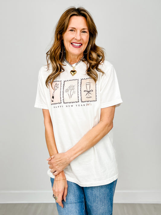 Happy New Year Embellished Graphic Tee