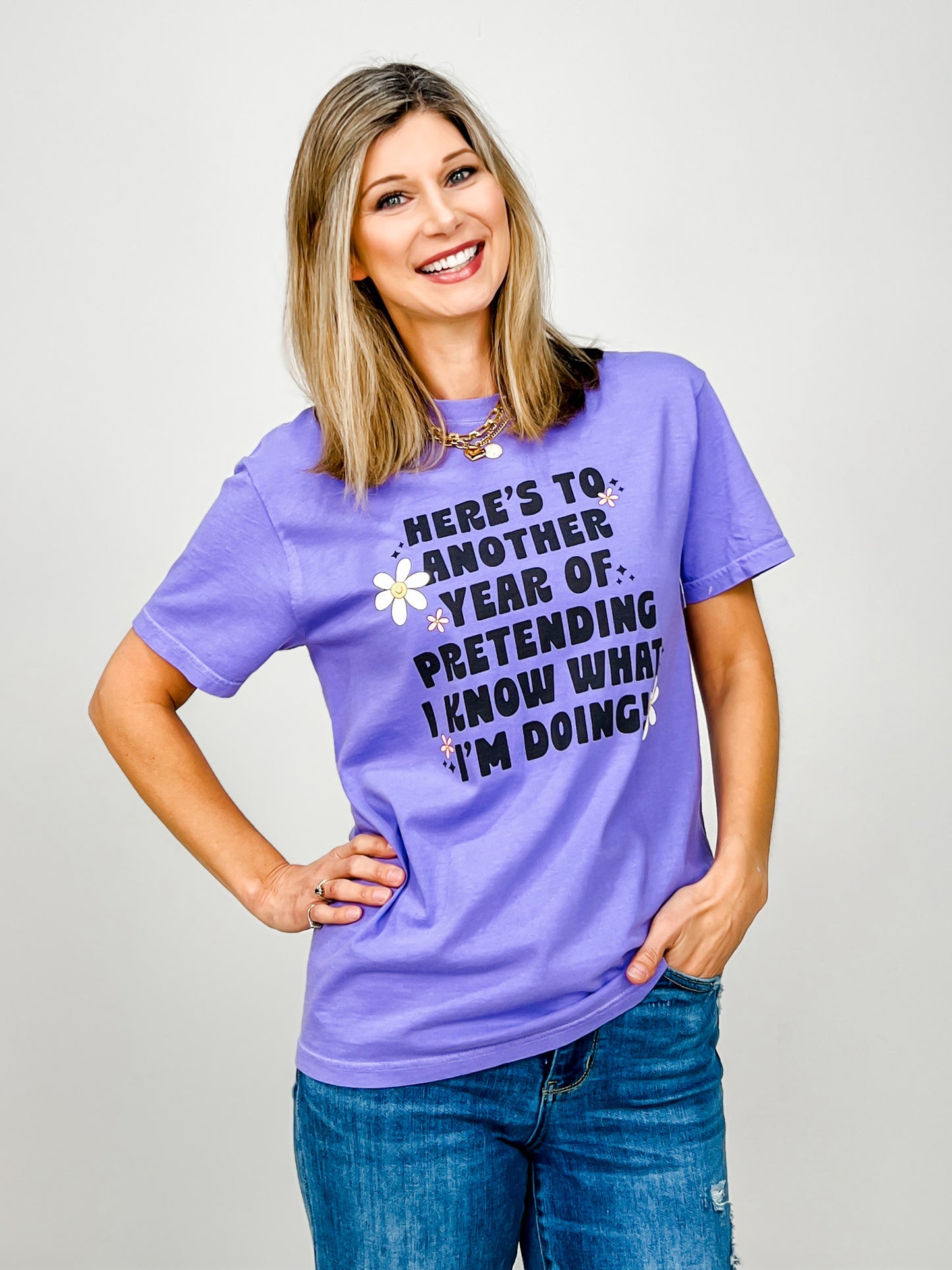 Here's To Another Year Funny Graphic Tee
