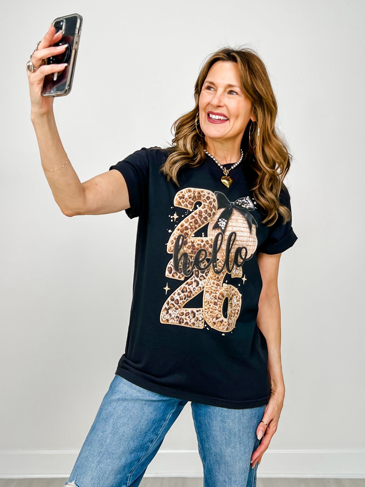 Hello 2026 Leopard Graphic Tee