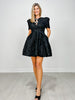 Jacquard Puff Sleeve Mini Dress