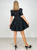Jacquard Puff Sleeve Mini Dress