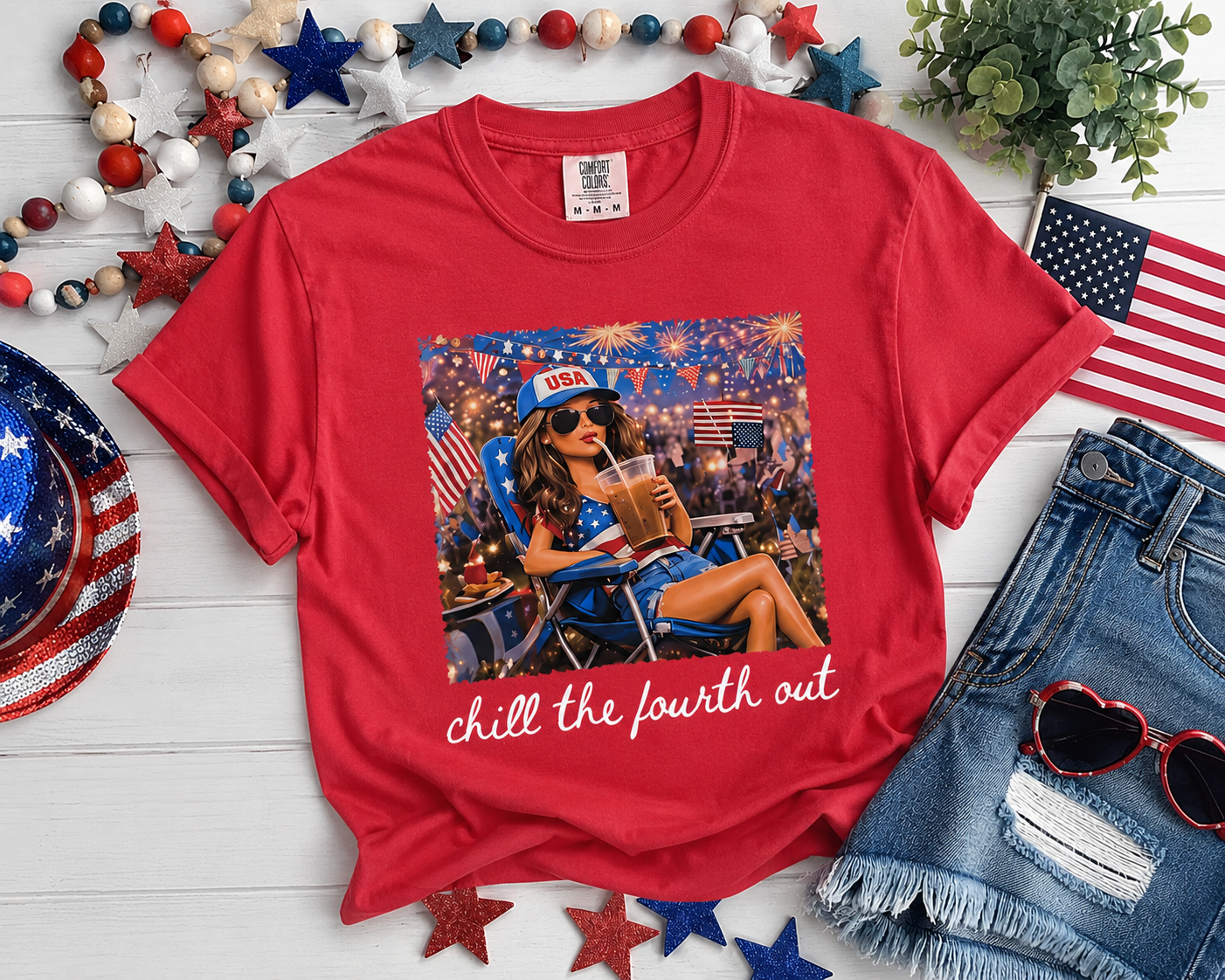 Chill the Fourth Out Crewneck Graphic Tee