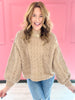 Under The Bridge Mock Neck Balloon Sleeve Cable Knit Sweater