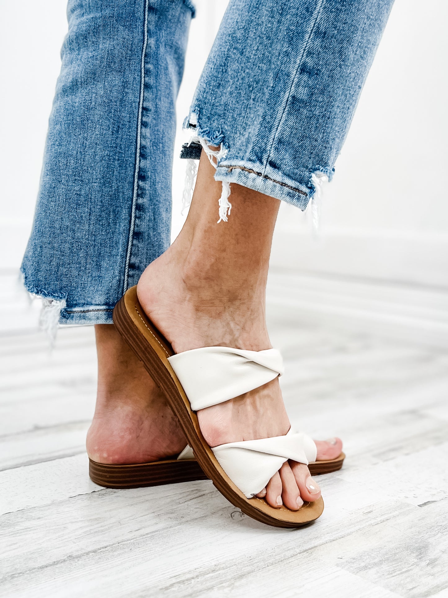 Corkys With a Twist Ivory Sandal