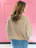 Under The Bridge Mock Neck Balloon Sleeve Cable Knit Sweater