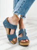 Corky Taboo Slip-On Wedges in Blue Denim