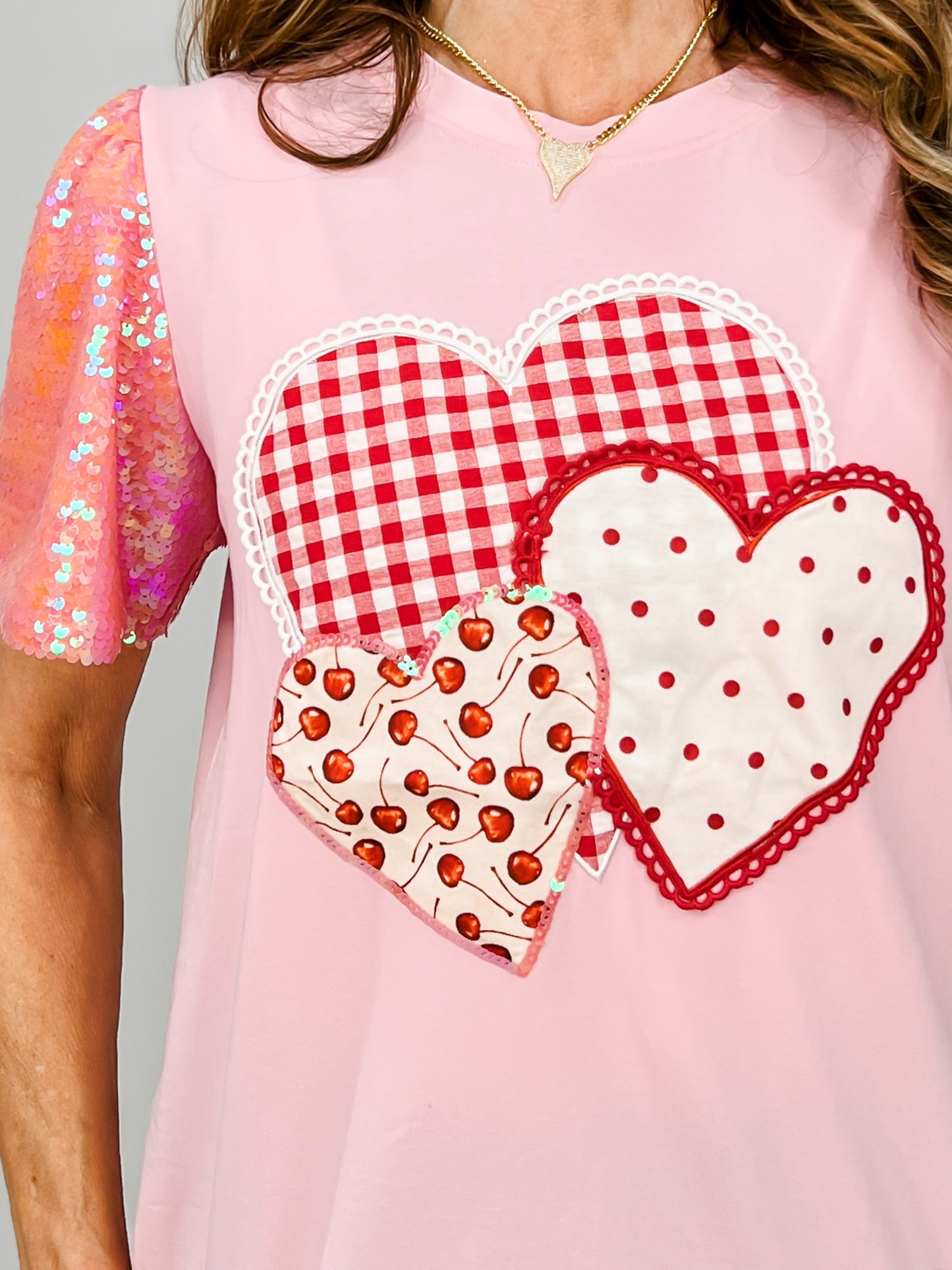 Heart Patch Pink Princess Short Sleeve Top