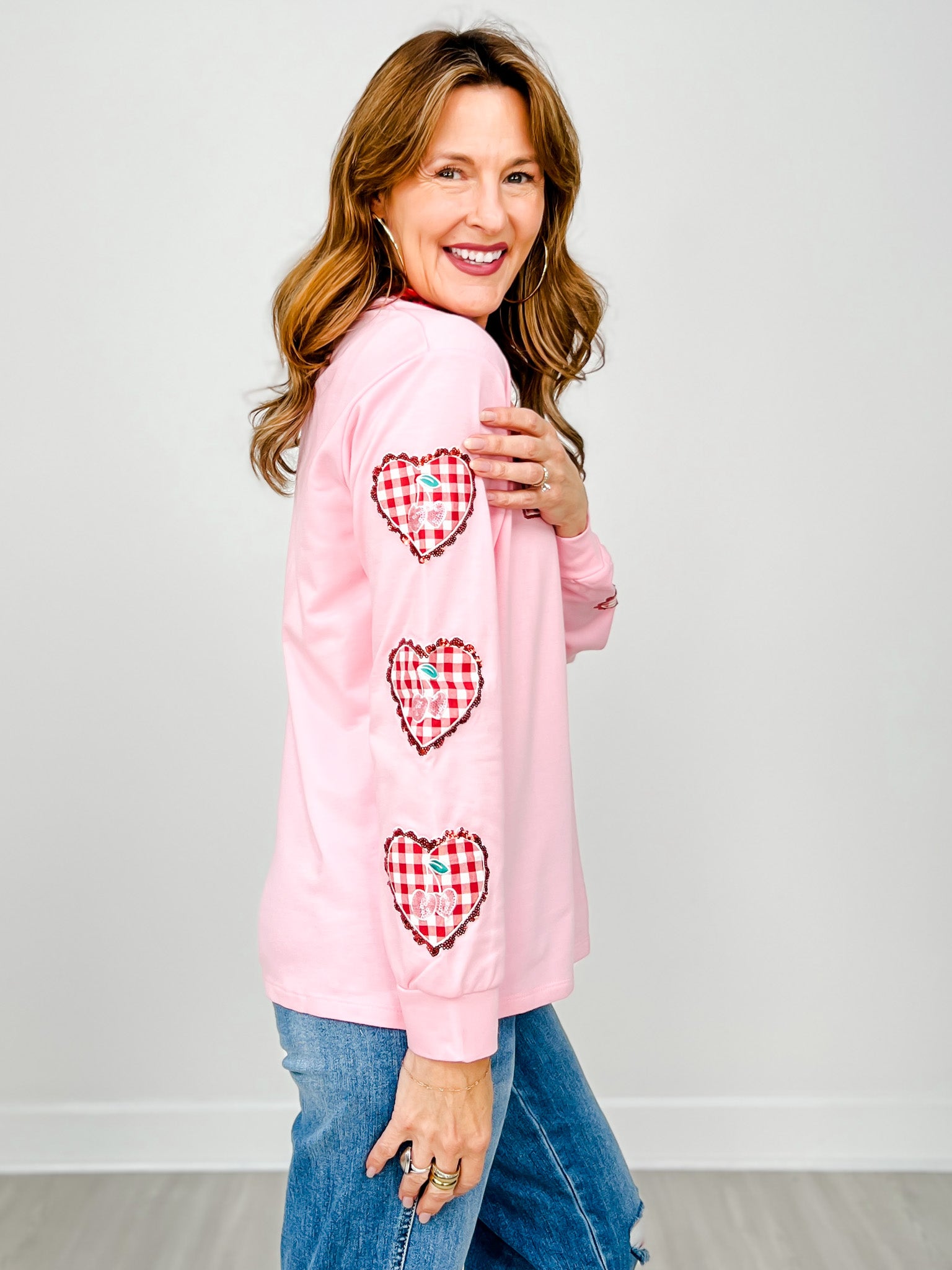 Gingham "Love" Pullover Top