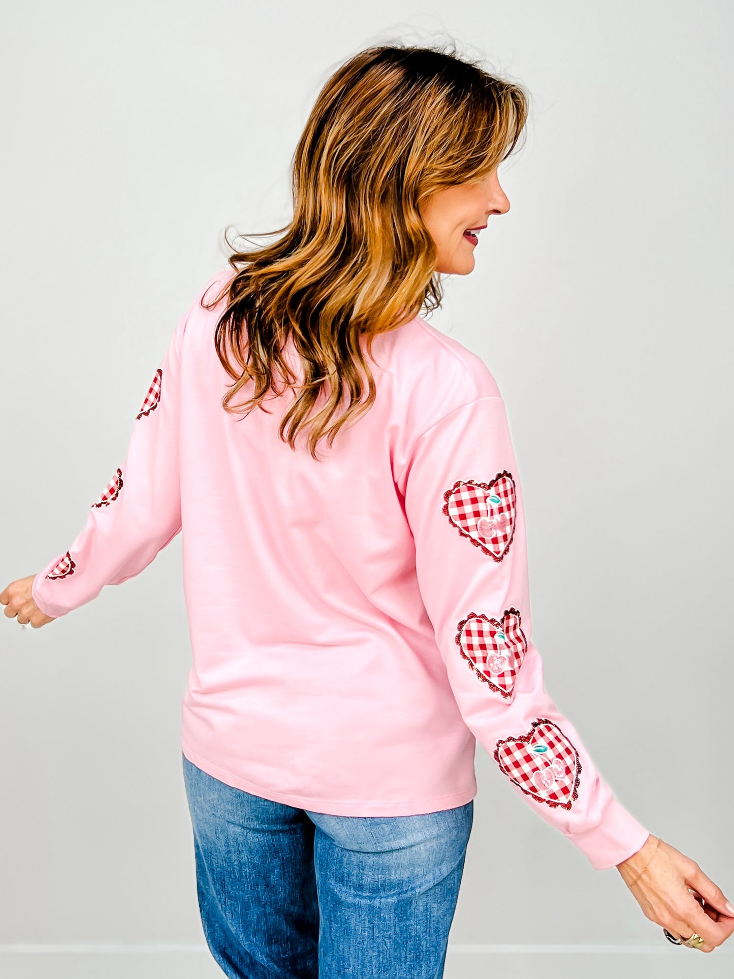 Gingham "Love" Pullover Top