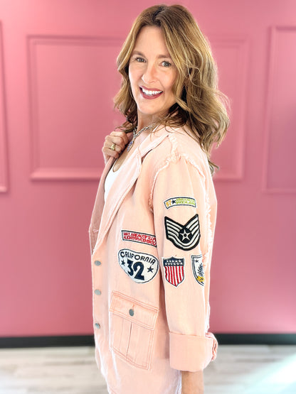 Vintage Patch Detail Military Blazer Jacket