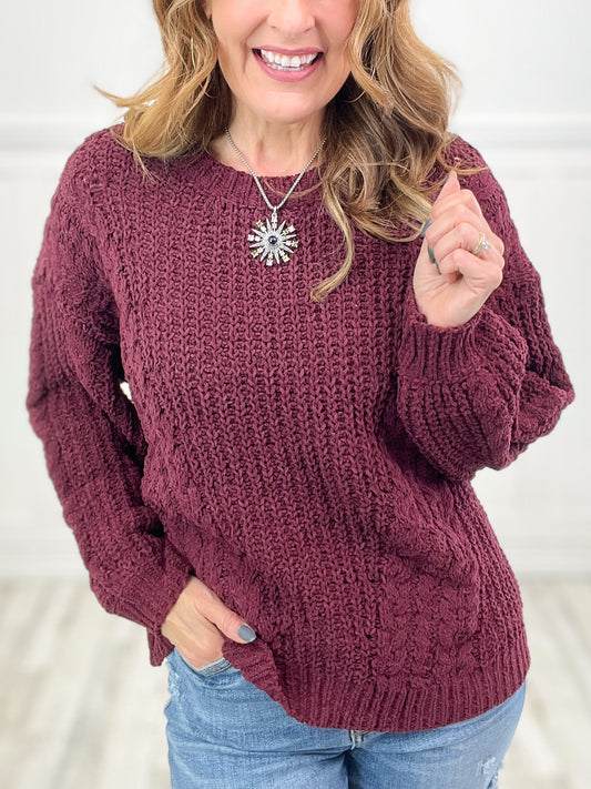 Little Darlin' Oversize Cable Knit Round Neck Pullover Sweater