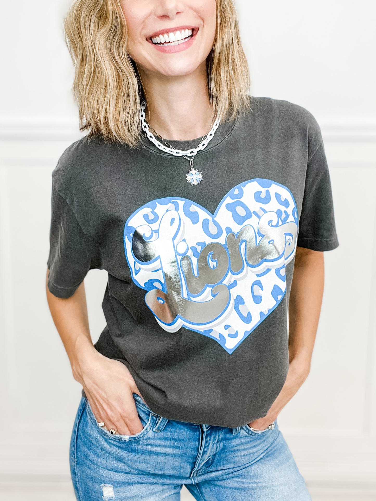 Detroit Football Embellished Graphic Tee