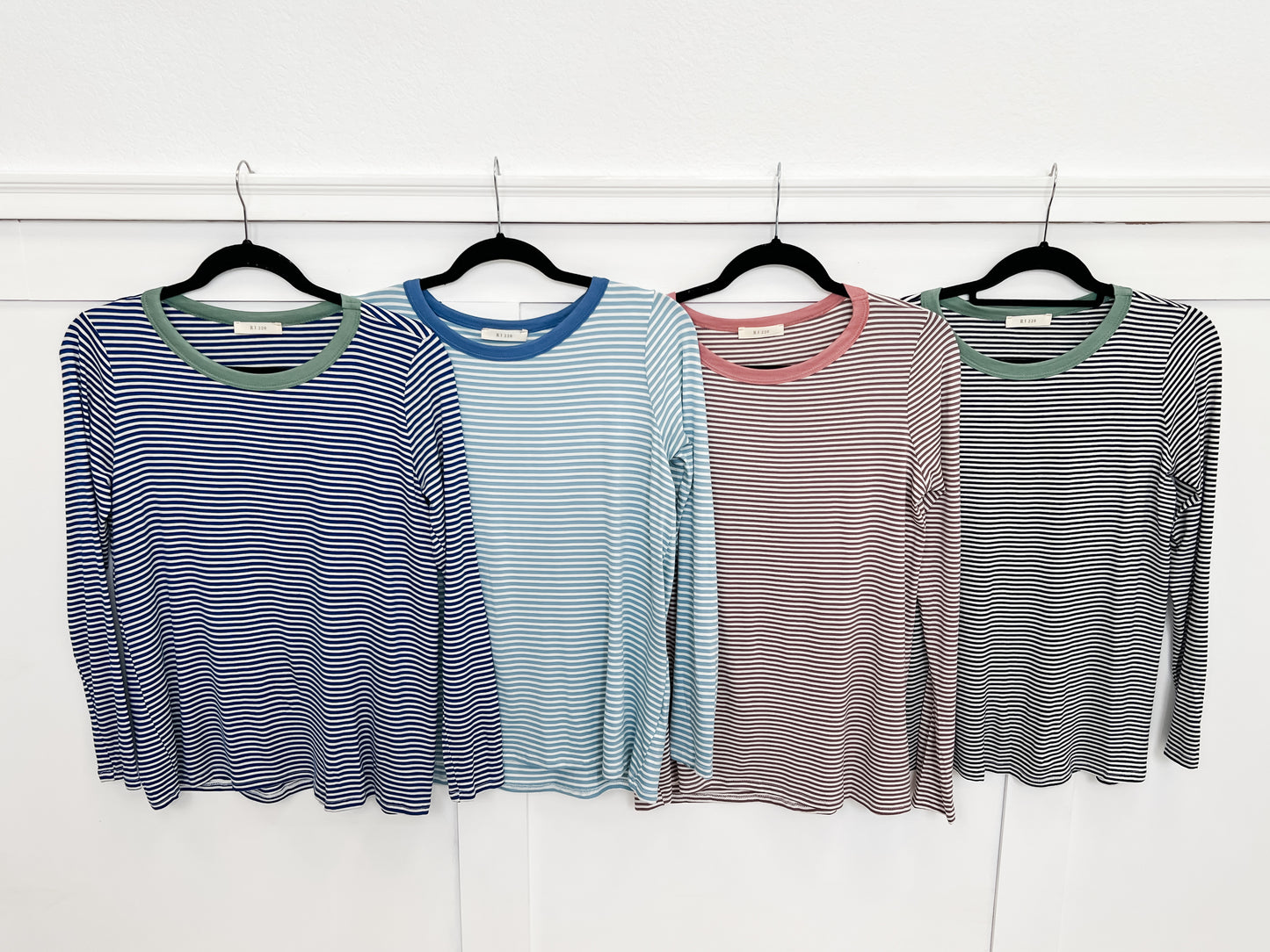 Color Option Striped Basic T-shirt