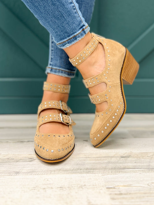 Corkys Cackle Triple Buckle Boots in Sand Suede