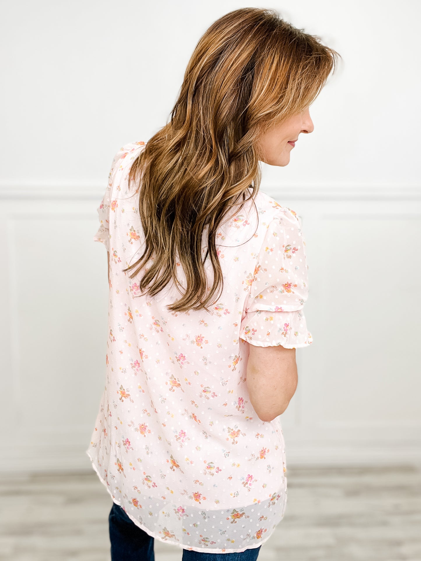 FLORAL LINNED CHIFFOEN PRINT TOP