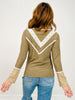 Vintage Wash Long Sleeve Top with Lace Accents