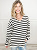 Long Sleeve V-Neck Striped Sweater Top