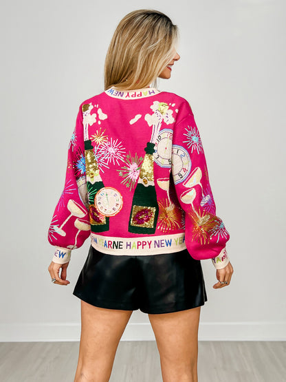 Queen Of Sparkles NYE Icon Button Up Cardigan