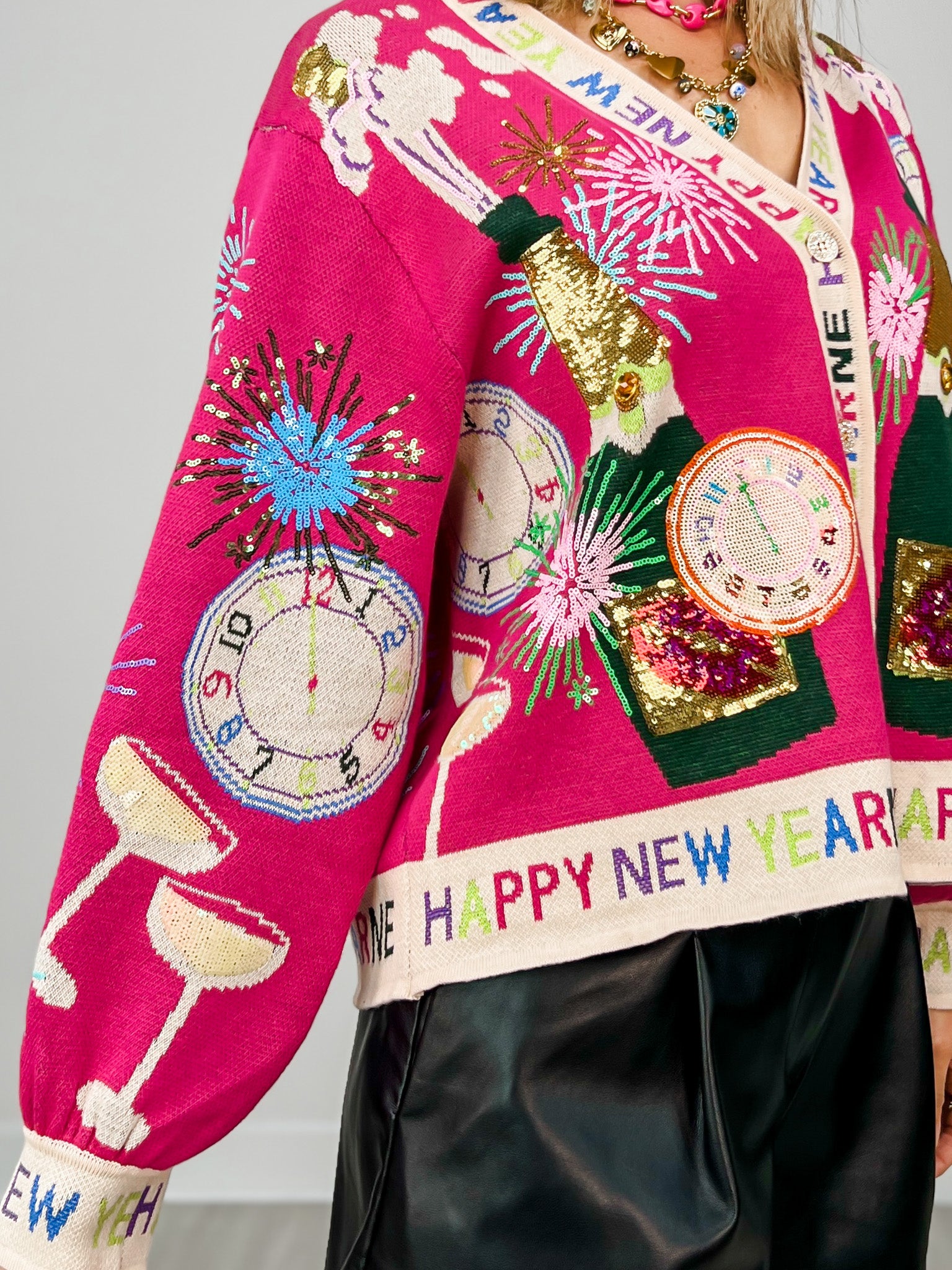 Queen Of Sparkles NYE Icon Button Up Cardigan