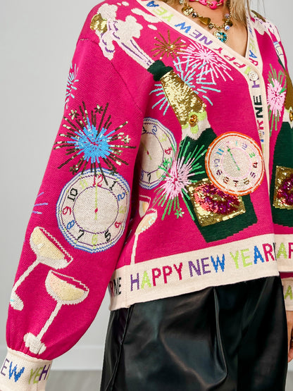 Queen Of Sparkles NYE Icon Button Up Cardigan