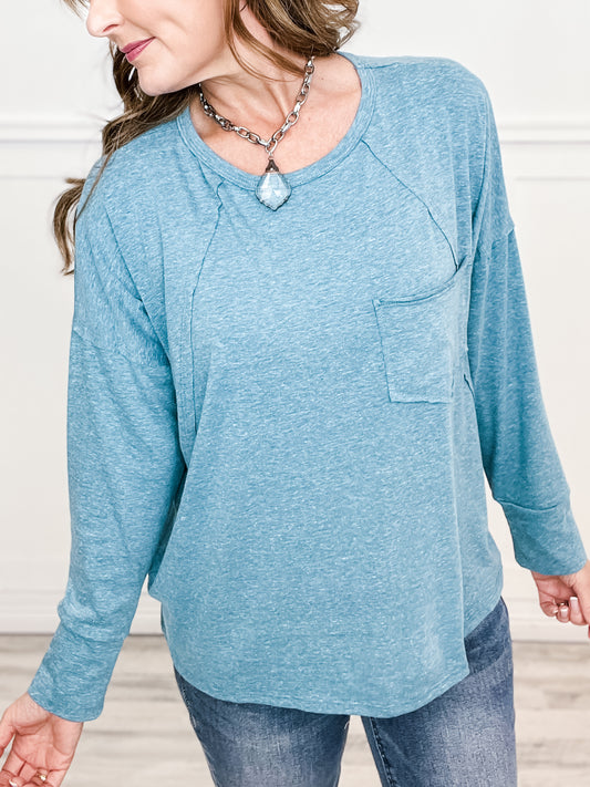 Lightweight Long Sleeve Top with Front Pocket