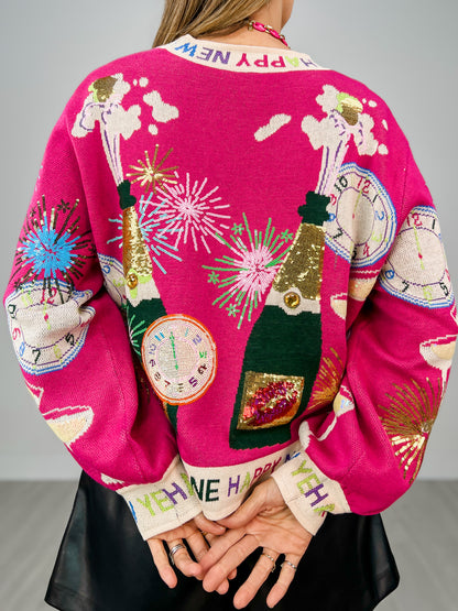 Queen Of Sparkles NYE Icon Button Up Cardigan