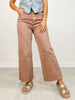 Stretch Denim High Rise Wide Leg Cropped Pants