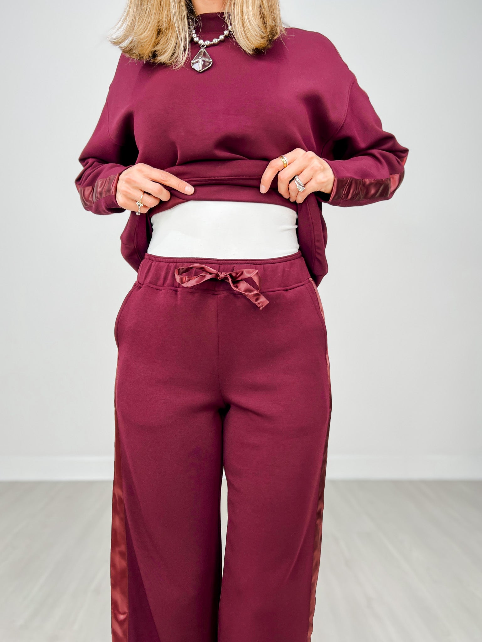 Modal Scuba Luxe Satin Straight Pant