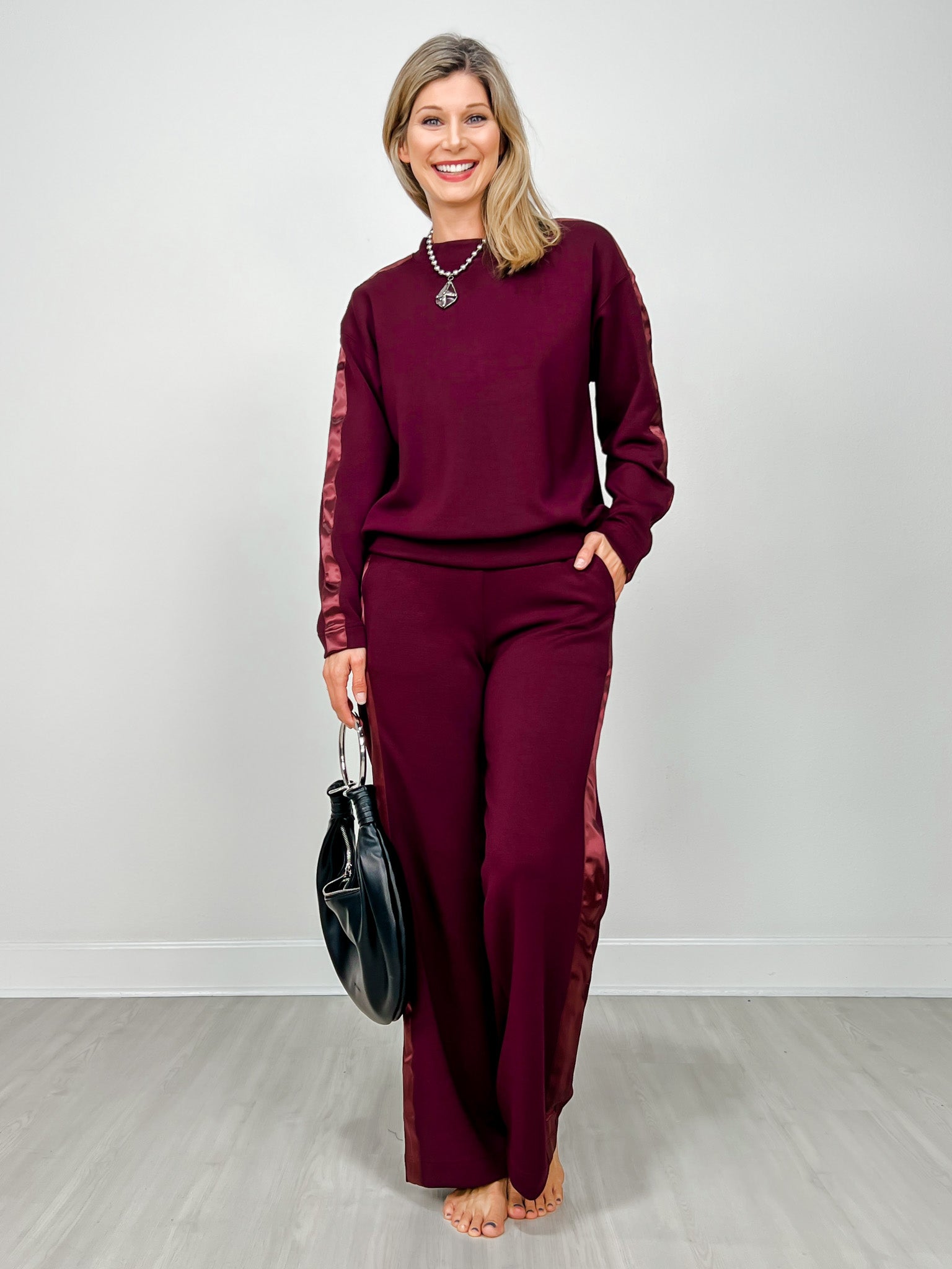 Modal Scuba Luxe Satin Straight Pant