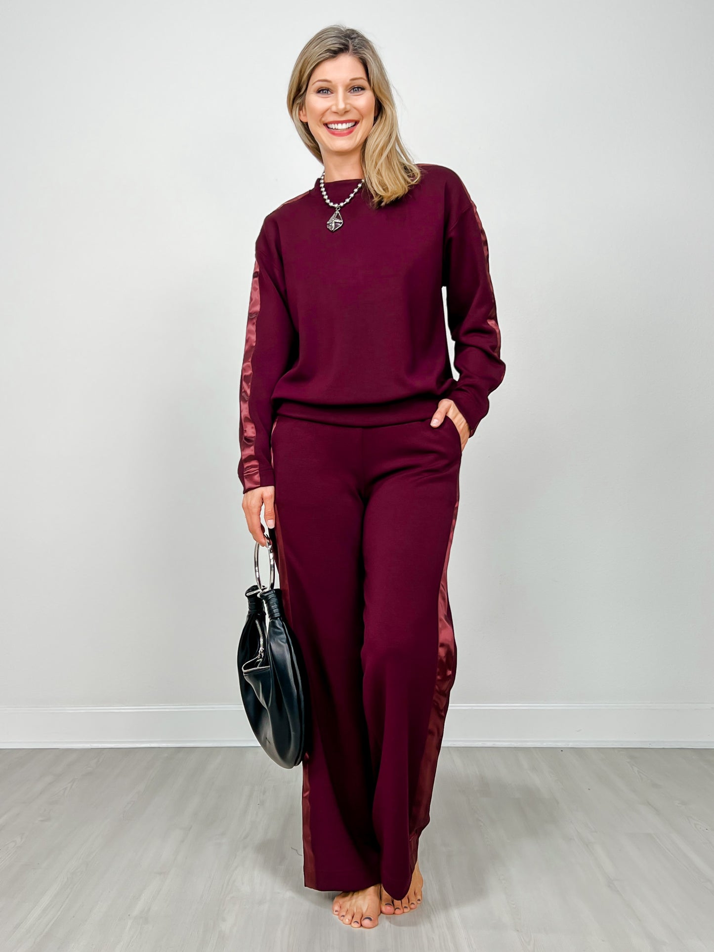 Modal Scuba Luxe Satin Straight Pant