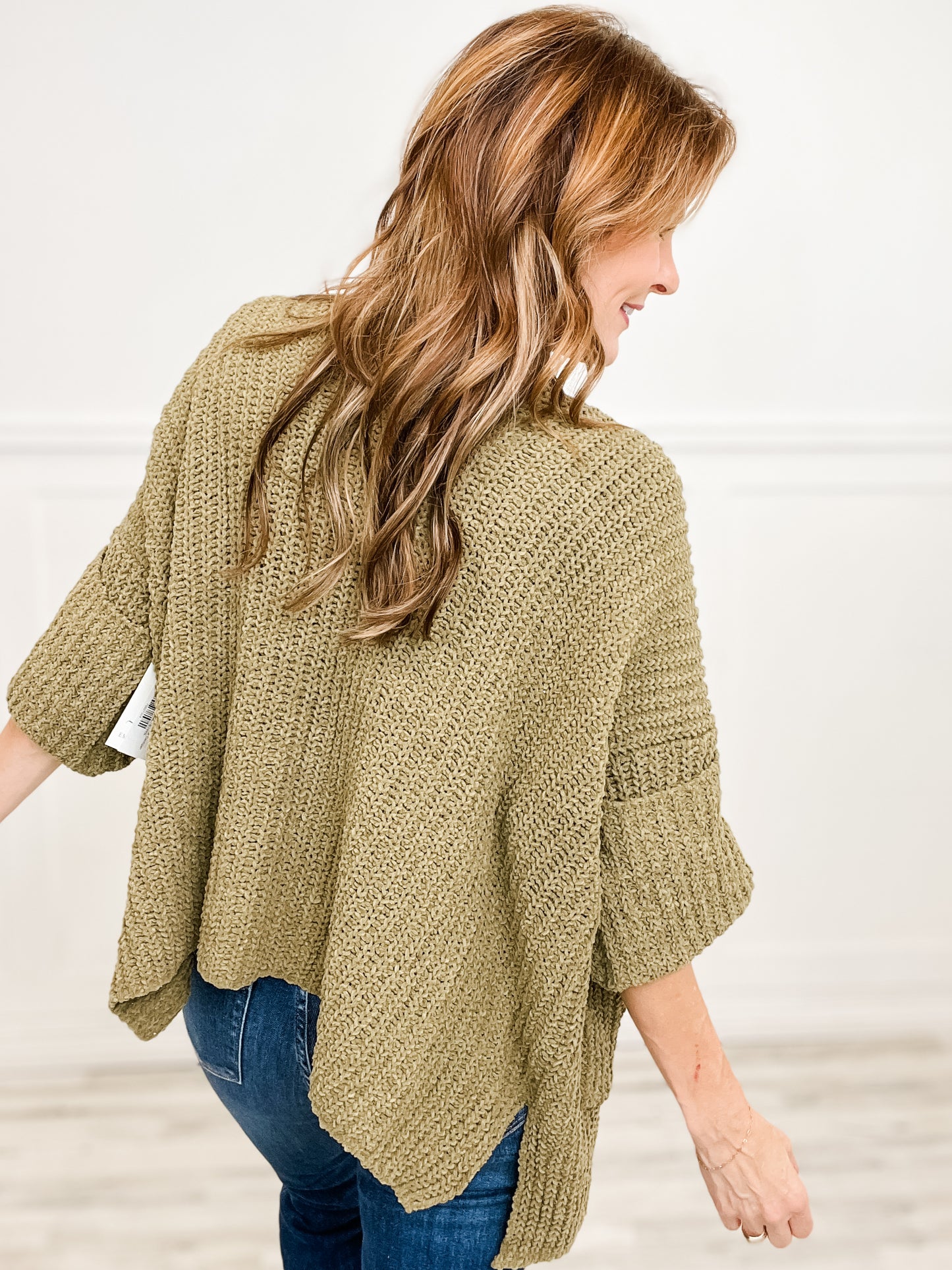 Long Sleeve Pockets Solid Sweater Cardigan