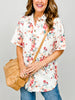 Floral Urban Rib Button Down Collared Top