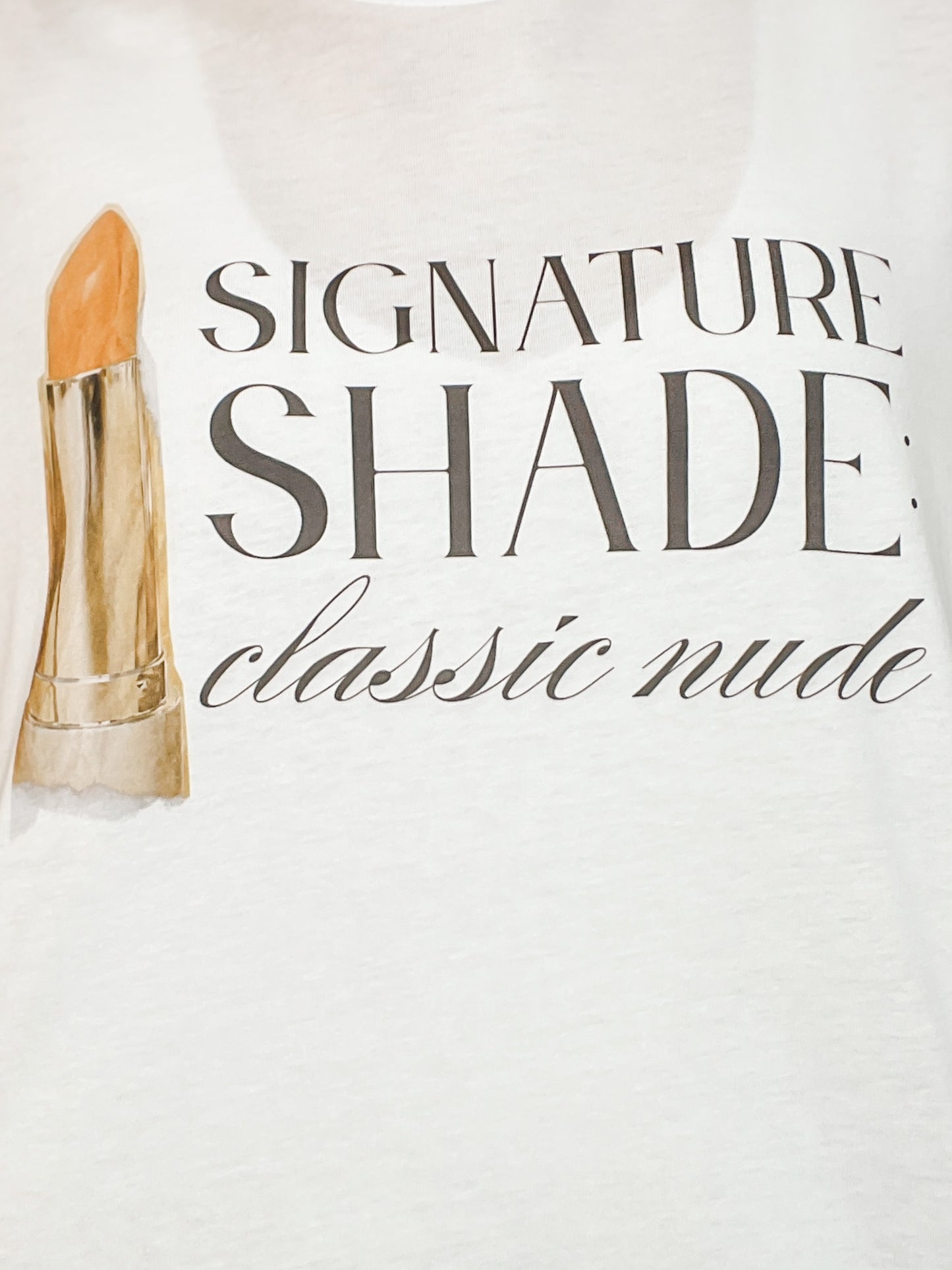 Signature Shades: Classic Nude Lipstick Graphic Tee