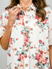 Floral Urban Rib Button Down Collared Top