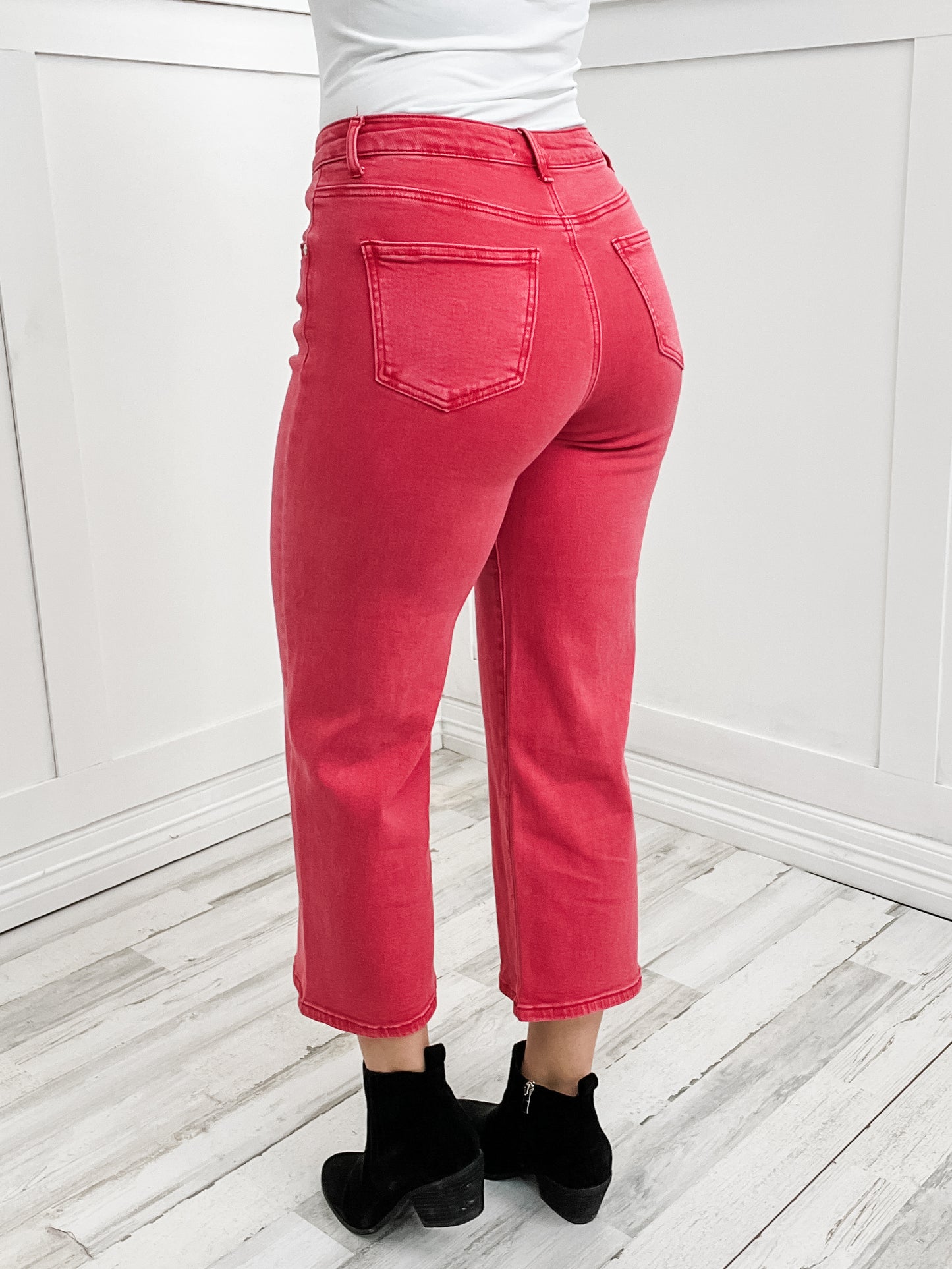 Vintage Magenta High Rise Boot Cut Stretch Wide Leg