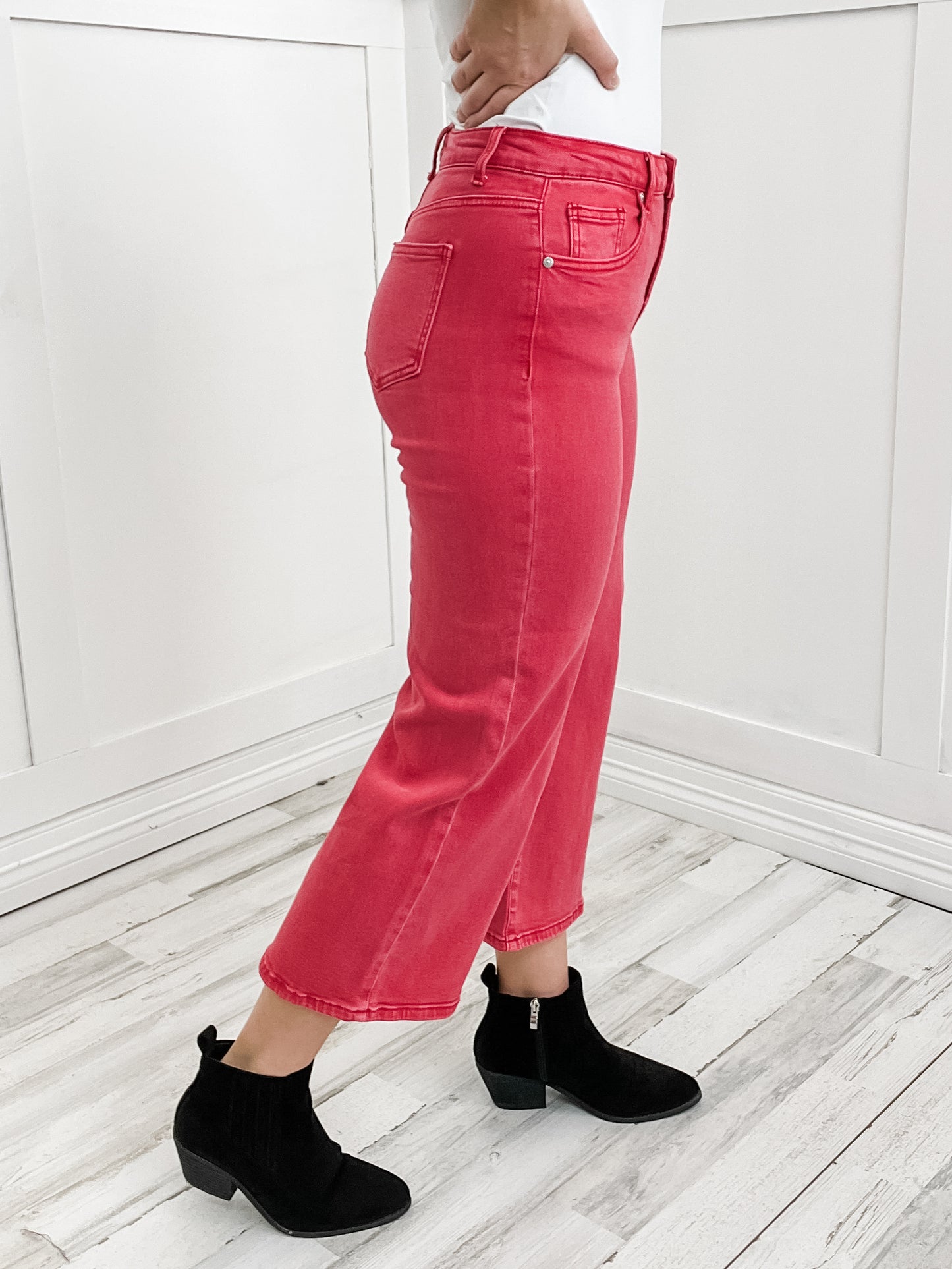 Vintage Magenta High Rise Boot Cut Stretch Wide Leg