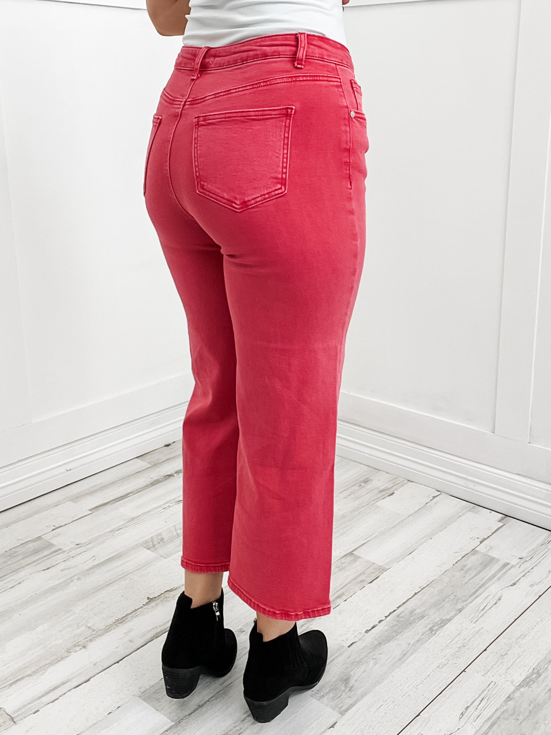Special A Vintage Magenta High Rise Boot Cut Stretch Wide Leg