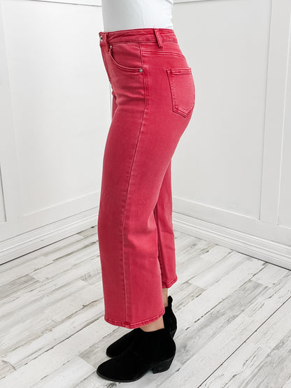 Special A Vintage Magenta High Rise Boot Cut Stretch Wide Leg