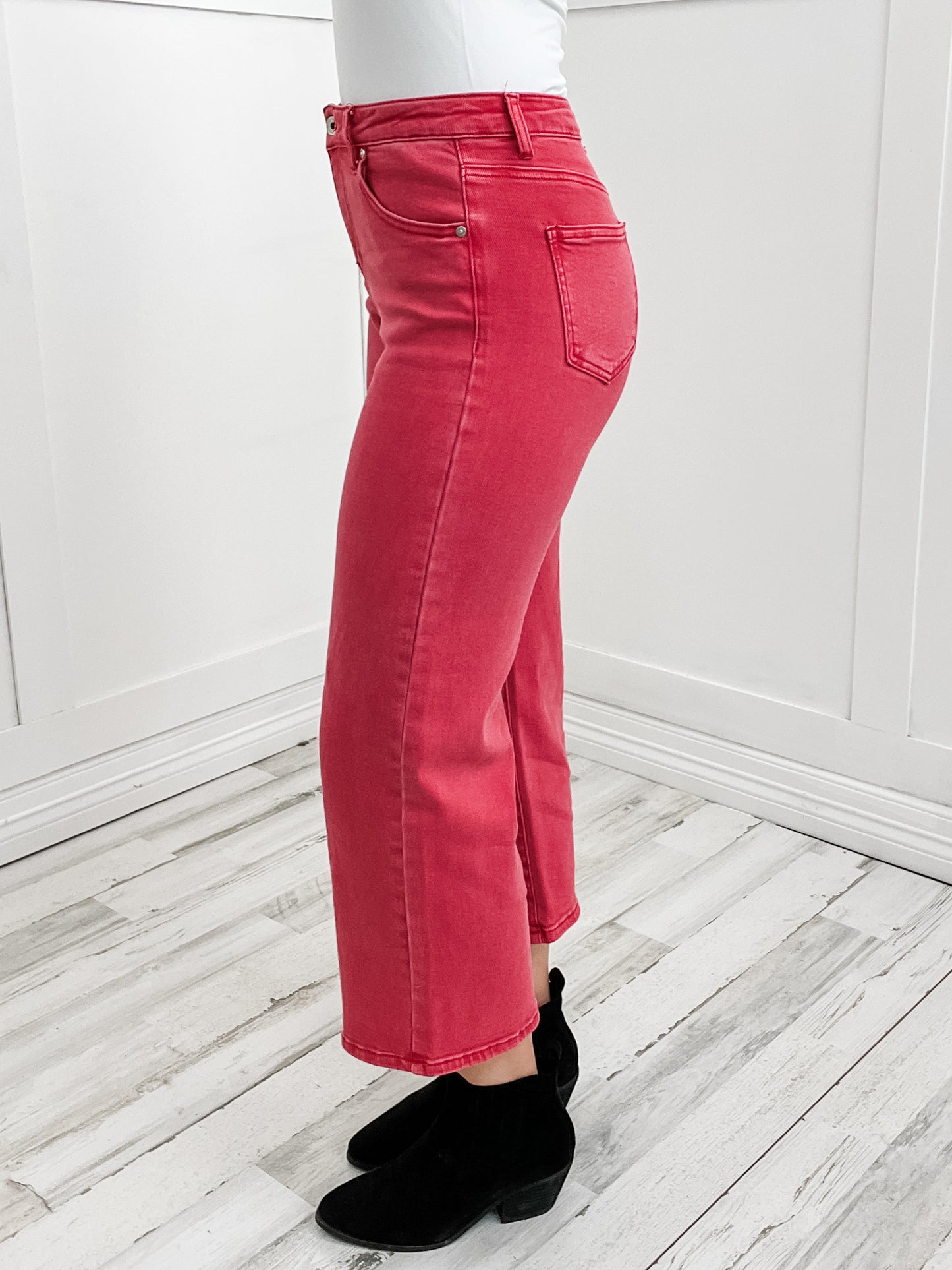 Vintage Magenta High Rise Boot Cut Stretch Wide Leg