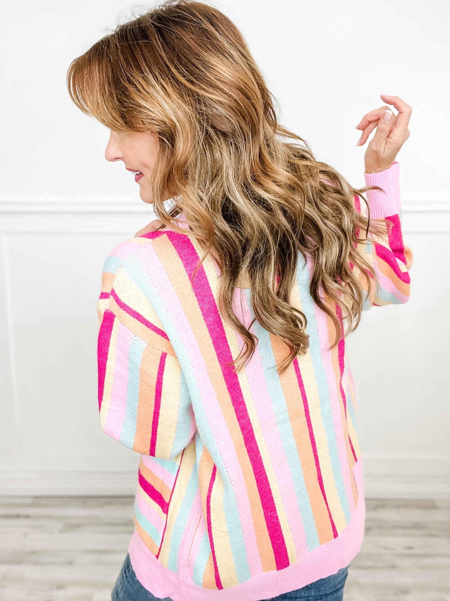 MULTI COLORS STRIPED OPEN SWEATER CARDIGAN