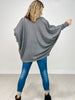 Dolman Sleeve Open Front Cardigan in CHARCOAL