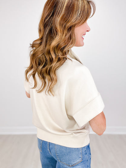 Luxeknit Half-Zip Short Sleeve Sweatshirt
