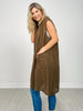 Open Front Crochet Midi Vest in CHOCOLATE